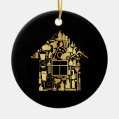 Moderne Reinigung von Gold und Schwarz Keramik Ornament (Vorne)