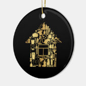 Moderne Reinigung von Gold und Schwarz Keramik Ornament (Links)