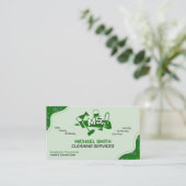 Moderne Reinigungsdienste Logo Niedlich Trendy Gre Visitenkarte (Stehend Vorderseite)