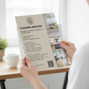 Moderne Reinigungsdienstleistungen Foto Logo QR Flyer