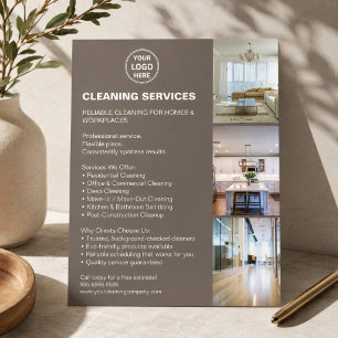 Moderne Reinigungsdienstleistungen Foto-Logo Taupe Flyer