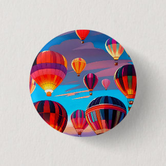 Moderne Reise Heißluftballon Himmel Festival Button
