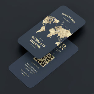 Moderne Reiseplaner Reiseagentur Dunkelblau Gold Visitenkarte