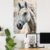Moderne Reitkunst – Abstraktes graues Pferd Design Poster (Heimbüro)