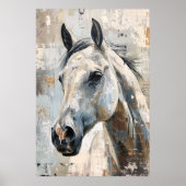 Moderne Reitkunst – Abstraktes graues Pferd Design Poster (Vorne)