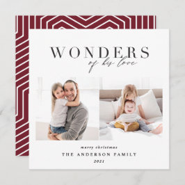 Moderne religiös rote geometrische 2 Foto Weihnach Feiertagskarte