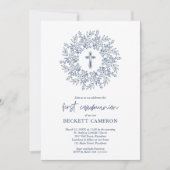 Moderne religiöse Blaue Kreuz Erste Kommune Einladung (Vorderseite)