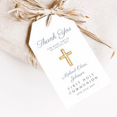 Moderne religiöse Cross Boy Blue First Communion Geschenkanhänger