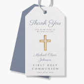 Moderne religiöse Cross Boy Blue First Communion Geschenkanhänger