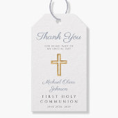 Moderne religiöse Cross Boy Blue First Communion Geschenkanhänger