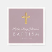 Moderne religiöse Cross-Lila Girl-Taufe Serviette (Vorderseite)