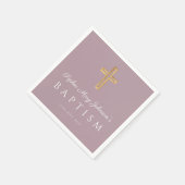 Moderne religiöse Cross-Lila Girl-Taufe Serviette (Ecke)