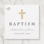 Moderne religiöse Cross-Sage Green Script-Taufe Geschenkanhänger (Vorderseite)