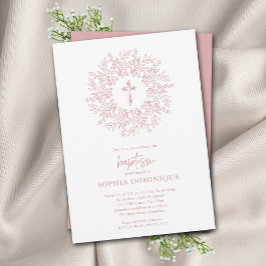 Moderne religiöse rosa Kreuztaufe Einladung