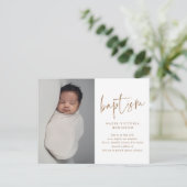 Moderne religiöse Taufe & Christening Einladung Postkarte (Stehend Vorderseite)