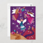 Moderne religiöse Weihnachten, drei Engel Postkarte (Vorne/Hinten)