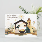 Moderne religiöse Weihnachtskrippe Heilige Familie Feiertagskarte (Stehend Vorderseite)