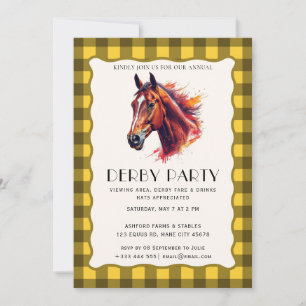 Moderne Rennpferd Derby-Party Reitsport-Einladung Einladung