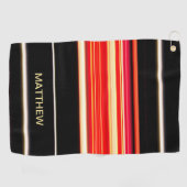 Moderne Rennstreifen Red Black Gold Personalisiert Golfhandtuch (Horizontal)