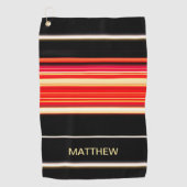 Moderne Rennstreifen Red Black Gold Personalisiert Golfhandtuch (Vorderseite)