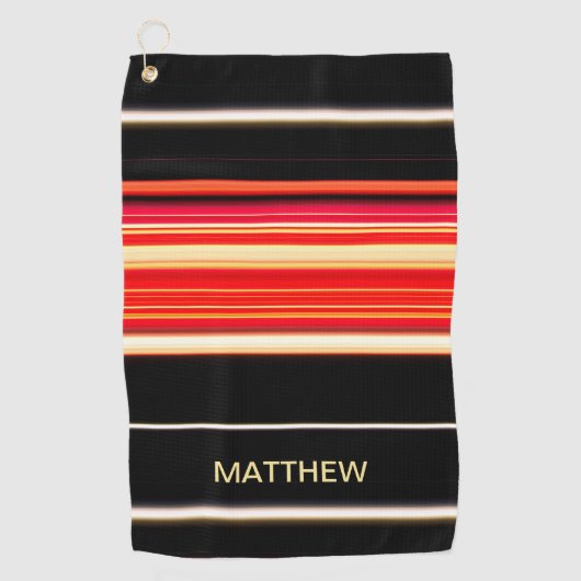Moderne Rennstreifen Red Black Gold Personalisiert Golfhandtuch (Vorderseite)