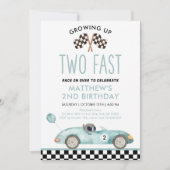 Moderne Rennwagen zwei Schnelle Geburtstage Einladung (Vorderseite)