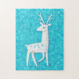 Moderne Rentier-Kunst-Schneeflocken Weihnachtsfeie Puzzle