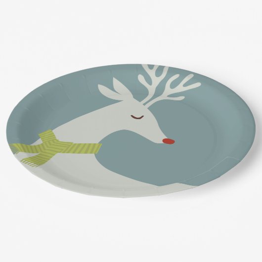 Moderne Rentier-Teller Pappteller (Schrägansicht)