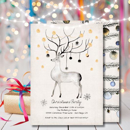 Moderne Rentierschmuck Weihnachts-Party Einladung