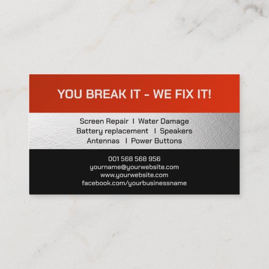 Moderne Reparatur Beruflicher Geräte Visitenkarte (Rückseite)