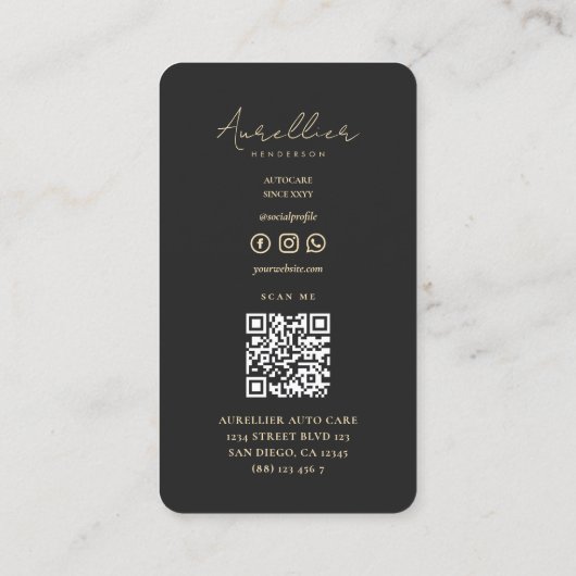 Moderne Reparaturen an Auto Care Black Car Fahrern Visitenkarte (Rückseite)