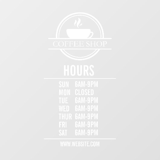Moderne Restaurant- oder Einkaufszeiten Fensteraufkleber (Blatt)