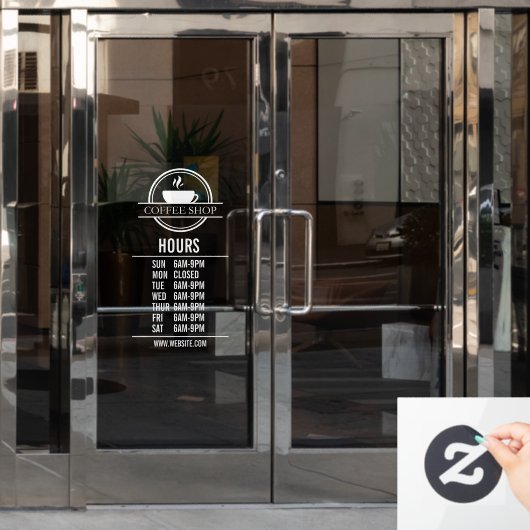 Moderne Restaurant- oder Einkaufszeiten Fensteraufkleber (Büro Tür)