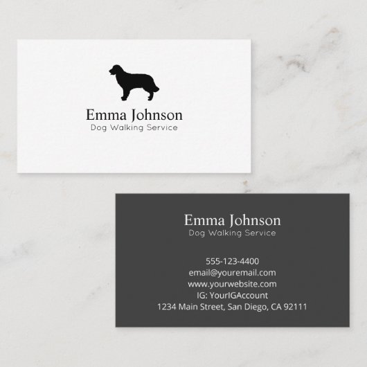 Moderne Retriever Logo Hund Walking Business Card Visitenkarte (Vorne/Hinten)