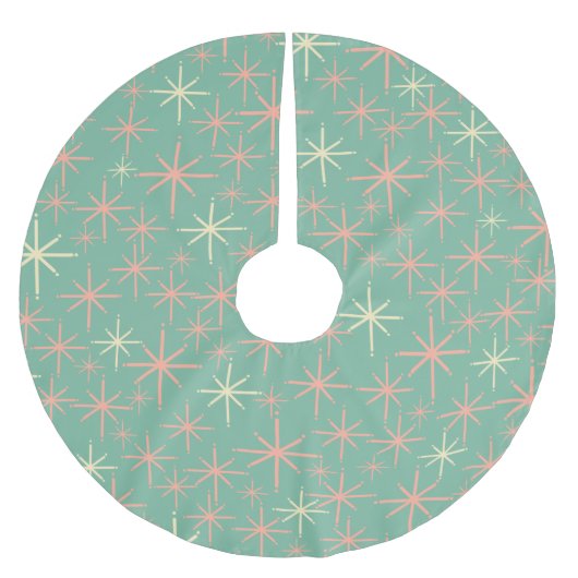 Moderne Retro-50er-Sternexplosionen des Mitteljahr Polyester Weihnachtsbaumdecke (Vorderseite)