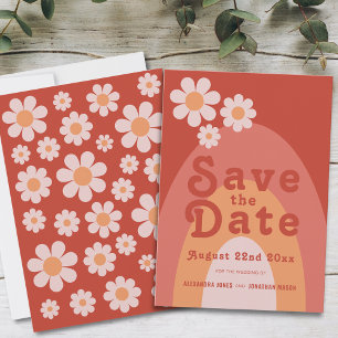 Moderne Retro-70er-Hochzeit Save The Date