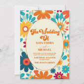 Moderne Retro 70er Jahre Daisy Wedding Einladung (Vorderseite)