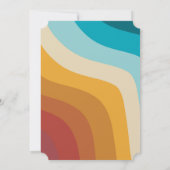 Moderne Retro 70er Jahre farbenfrohe Regenbogenwel Einladung (Rückseite)