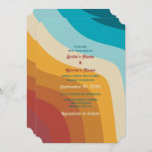Moderne Retro 70er Jahre farbenfrohe Regenbogenwel Einladung (Vorne/Hinten)