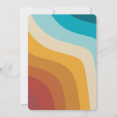 Moderne Retro 70er Jahre farbenfrohe Regenbogenwel Einladung (Rückseite)