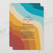 Moderne Retro 70er Jahre farbenfrohe Regenbogenwel Einladung (Vorne/Hinten)