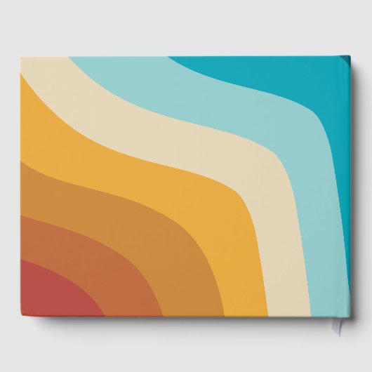 Moderne Retro 70er Jahre farbenfrohe Regenbogenwel Gästebuch (Rückseite)