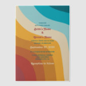 Moderne Retro 70er Jahre farbenfrohe Regenbogenwel Pergament Einladungen (Vorderseite)