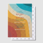 Moderne Retro 70er Jahre farbenfrohe Regenbogenwel Pergament Einladungen (Versetzt (Einladung))