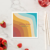 Moderne Retro 70er Jahre farbenfrohe Regenbogenwel Serviette (Beispiel)