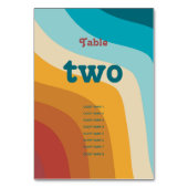 Moderne Retro 70er Jahre farbenfrohe Regenbogenwel Tischnummer (Rückseite)