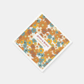 Moderne Retro 70er Jahre Farbige Blumen Hippie-Hoc Serviette (Ecke)