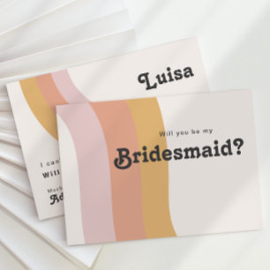 Moderne Retro 70er Jahre Rainbow Bridesmaid Vorsch Einladung