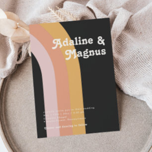 Moderne Retro 70er Jahre Rainbow Dark Lässig Weddi Einladung