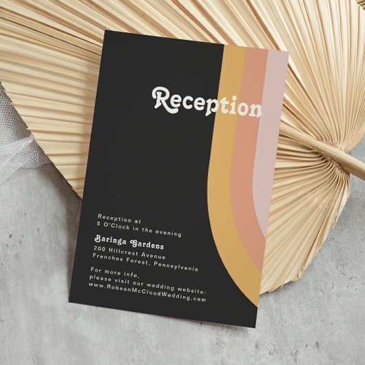 Moderne Retro 70er Jahre Rainbow Dark Wedding Rece Begleitkarte